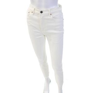 Grlfrnd Womens High Rise Distress Straight Leg Reed Jeans White Size 25